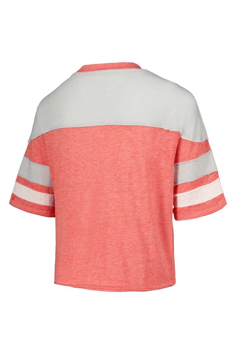 Girls Youth Scarlet Ohio State Buckeyes Sunday Friday Sleeve Stripe Jersey T-Shirt, Alternate, color, Scarlet