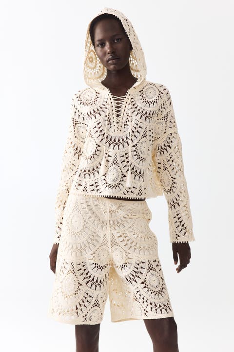 Crochet-look bermuda shorts