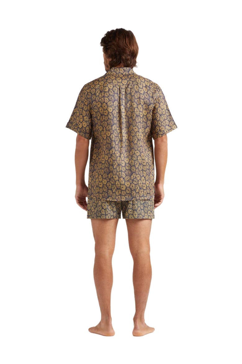 Men's Carapaces Printed Short Sleeve Linen Shirt, Alternate, color, BLEU MARINE