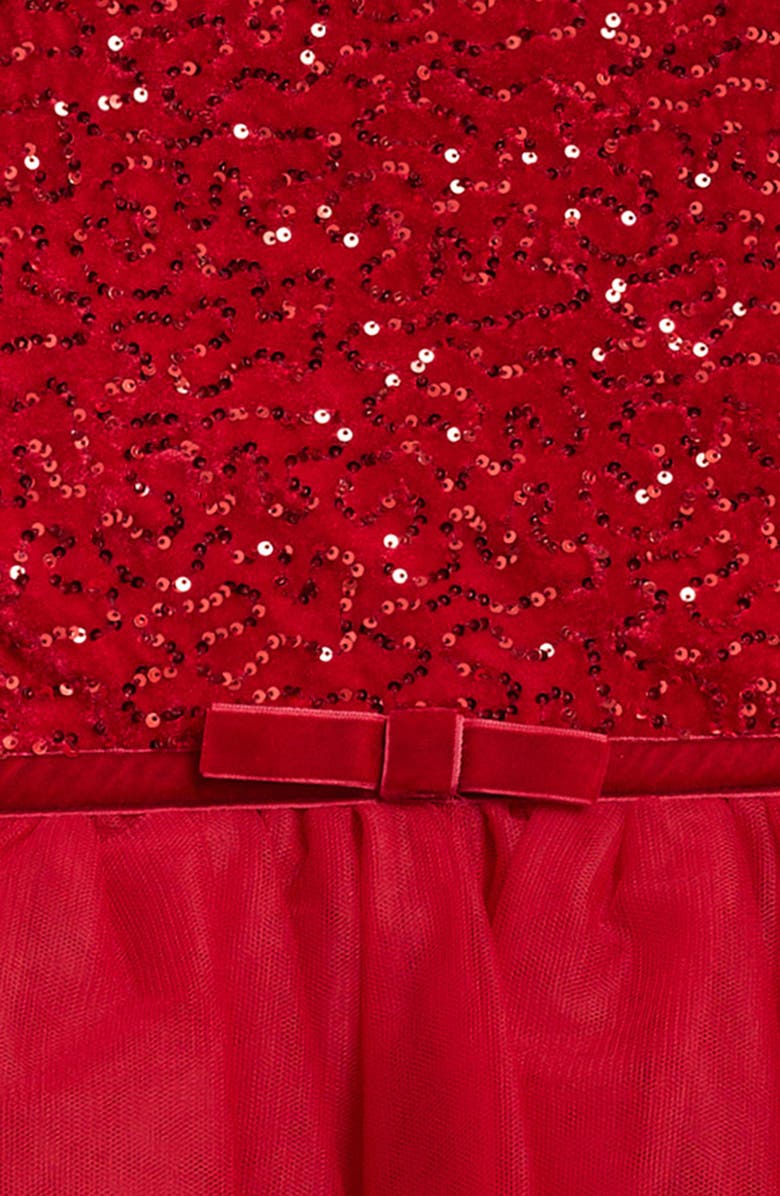 Zunie Kids' Sequin Bodice Cap Sleeve Tiered Mesh Party Dress, Alternate, color, Red