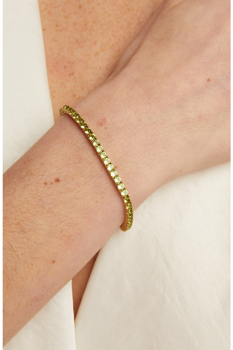 Lab Grown Green Peridot Tennis Bracelet, Alternate, color, Yellow Gold Vermeil