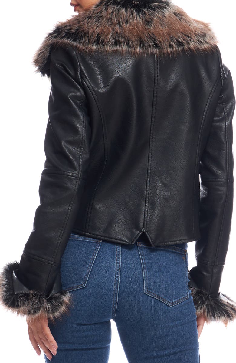 DONNA SALYERS FABULOUS FURS Chelsea Faux Leather Jacket with Faux Fur Trim, Alternate, color, 