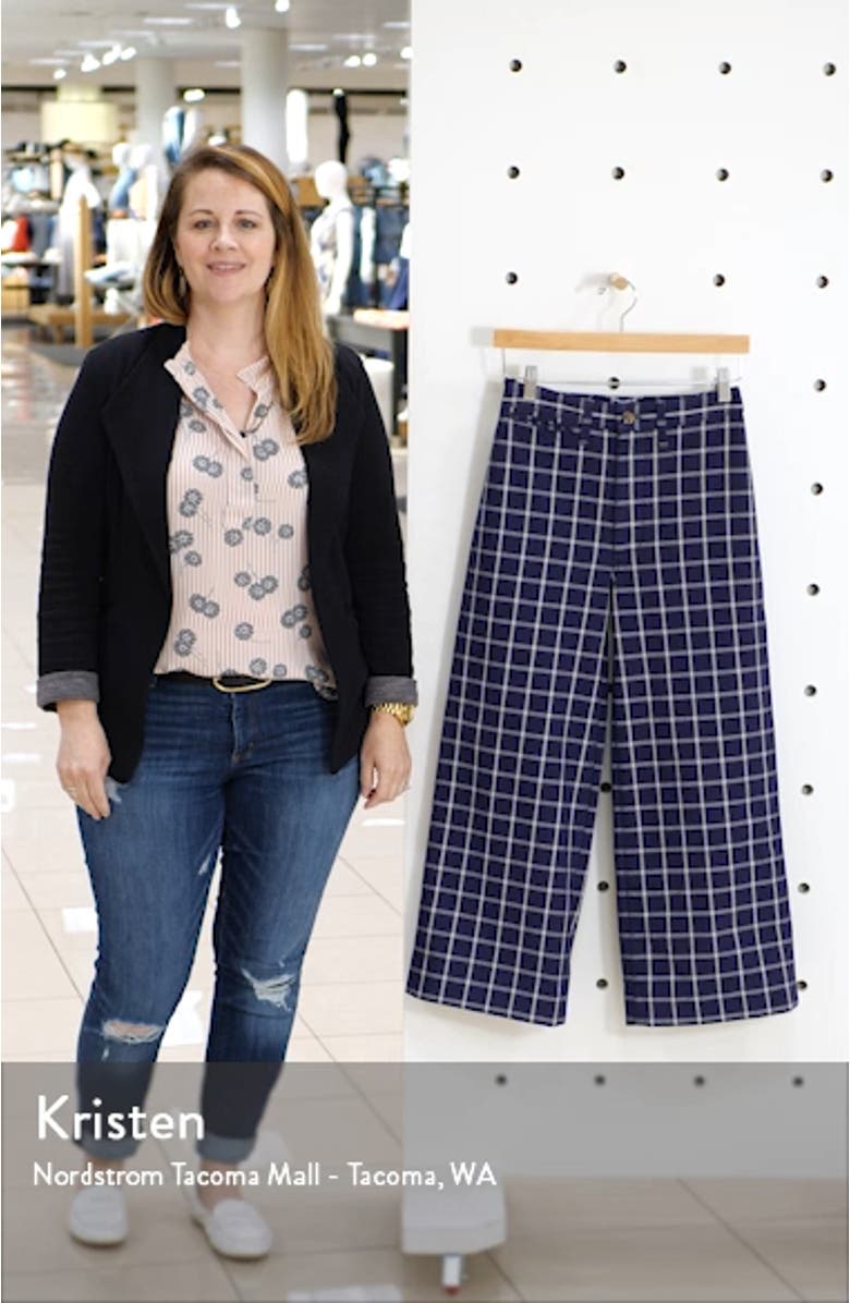 Emmett Windowpane Plaid Crop Wide Leg Pants, sales video thumbnail