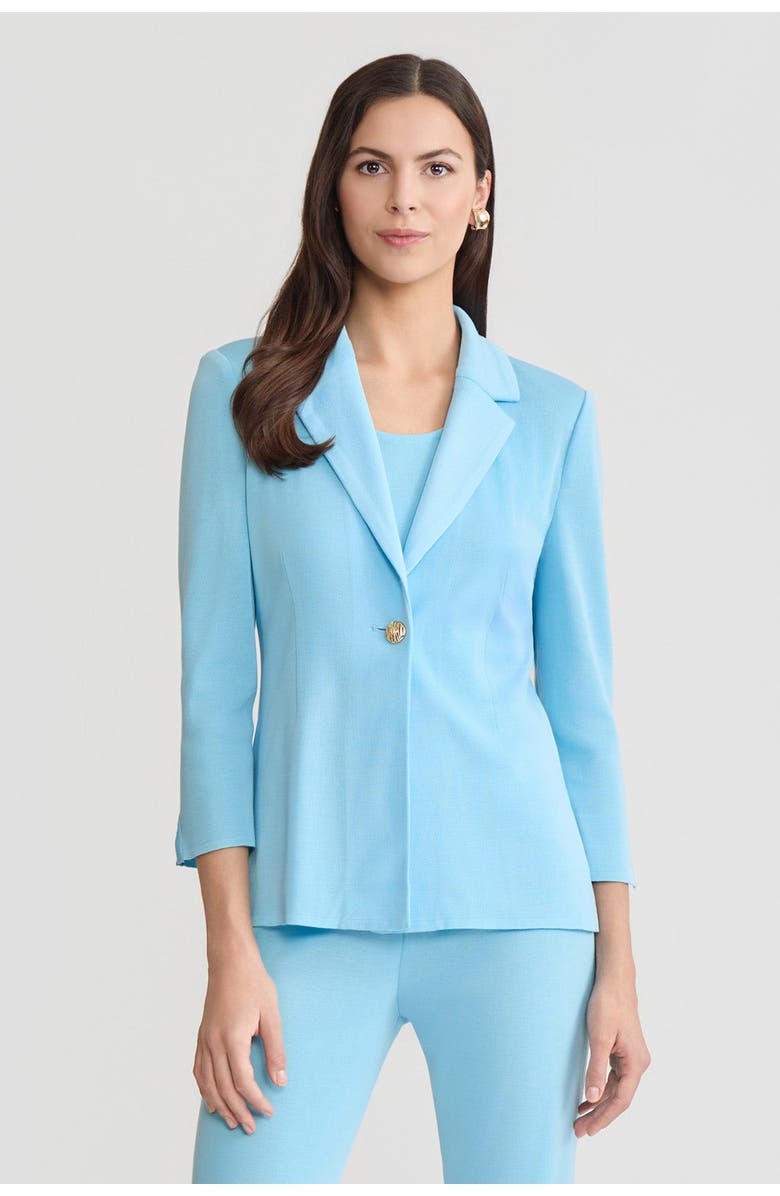 Ming Wang Tailored Single-Button Knit Jacket, Serene, Main, color, Serene