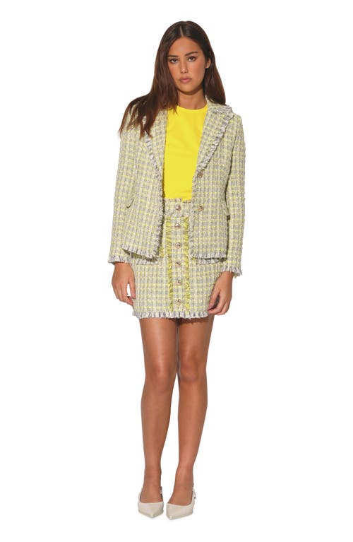 Shop Walter Baker Damon Tweed Blazer Jacket In Malibu Yellow Tweed
