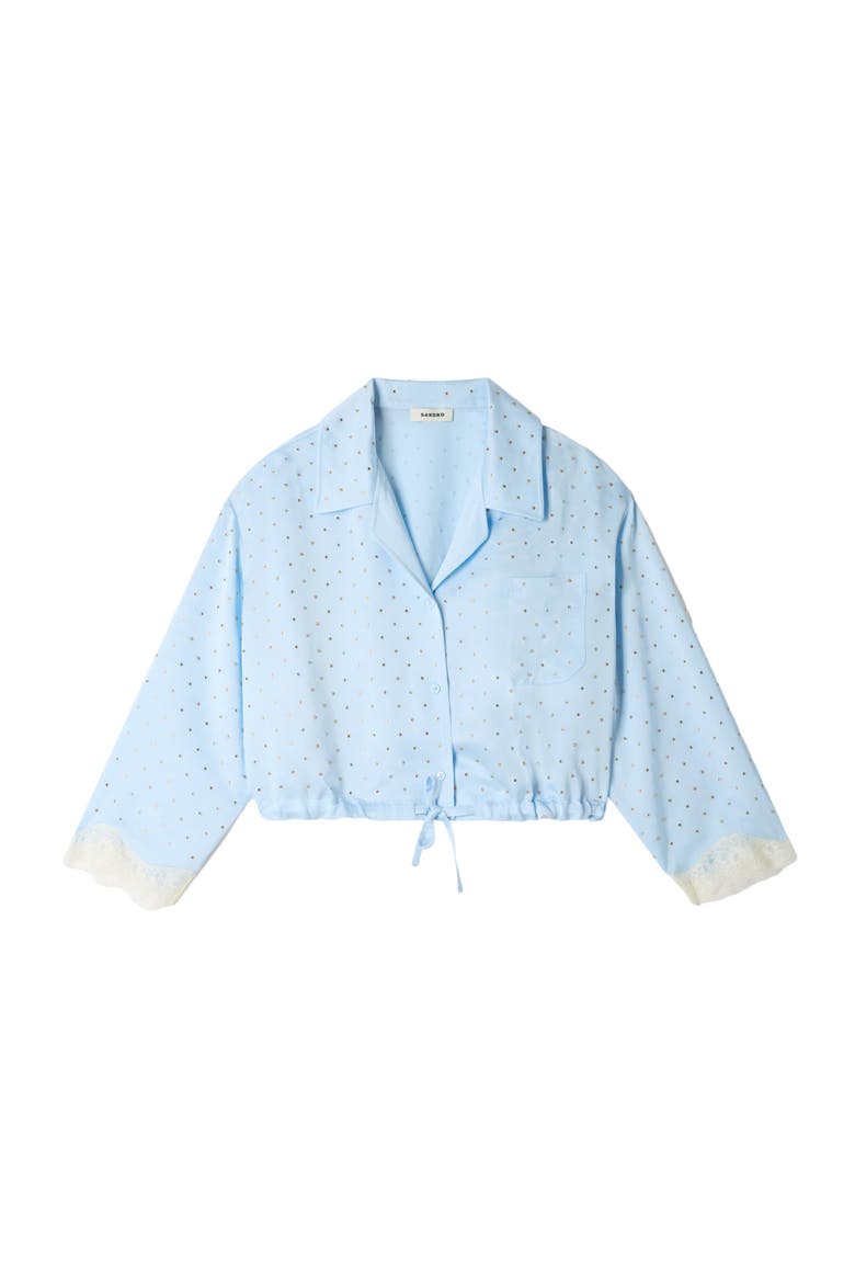 Shirt embellished with rhinestones, Alternate, color, Sky blue