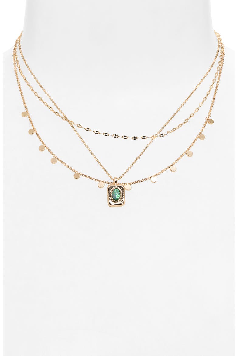 Set of 2 Pendant & Layered Chain Necklaces, Alternate, color, GOLD