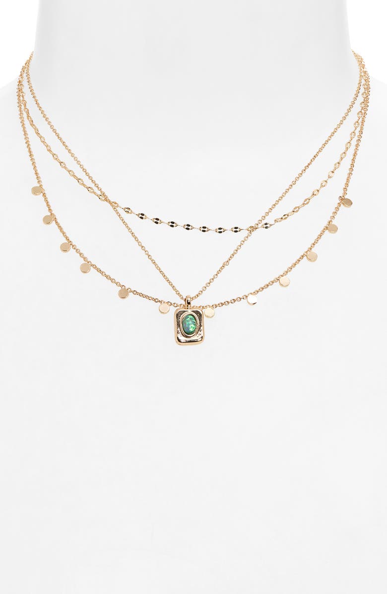 BP. Set of 2 Pendant & Layered Chain Necklaces, Alternate, color, Gold