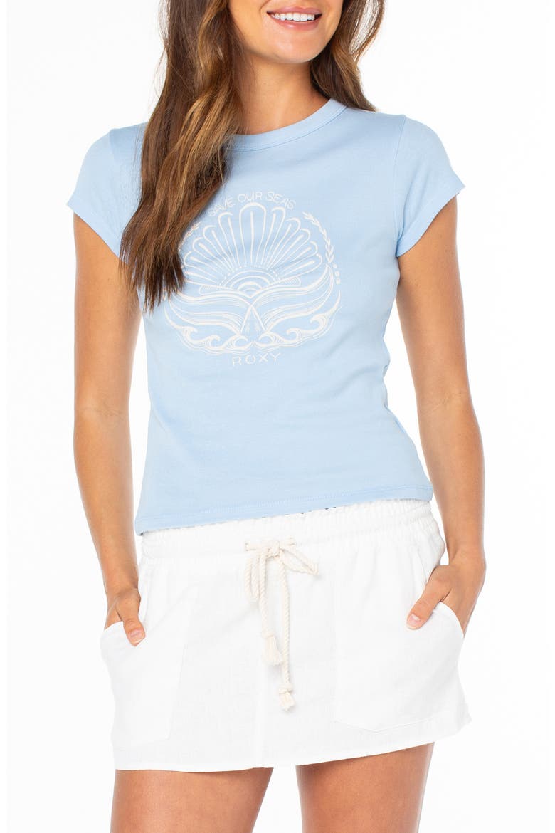 Save Our Seas '90s Graphic Baby Tee, Main, color, AIRY BLUE