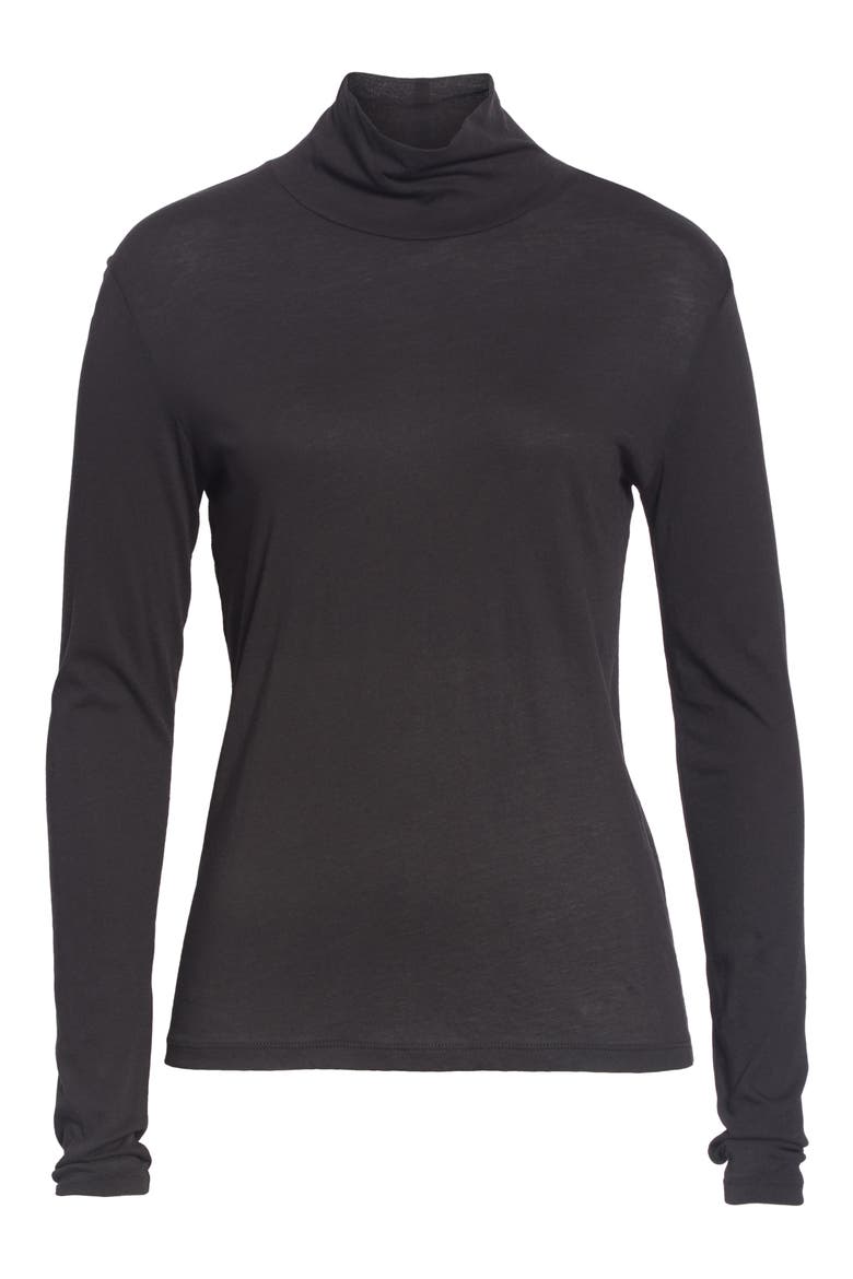 Pima Cotton Turtleneck, Alternate, color, BLACK