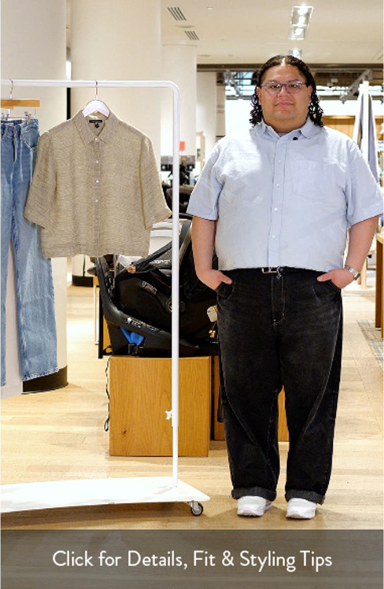 Short Sleeve Organic Linen Blend Button-Up Shirt, sales video thumbnail