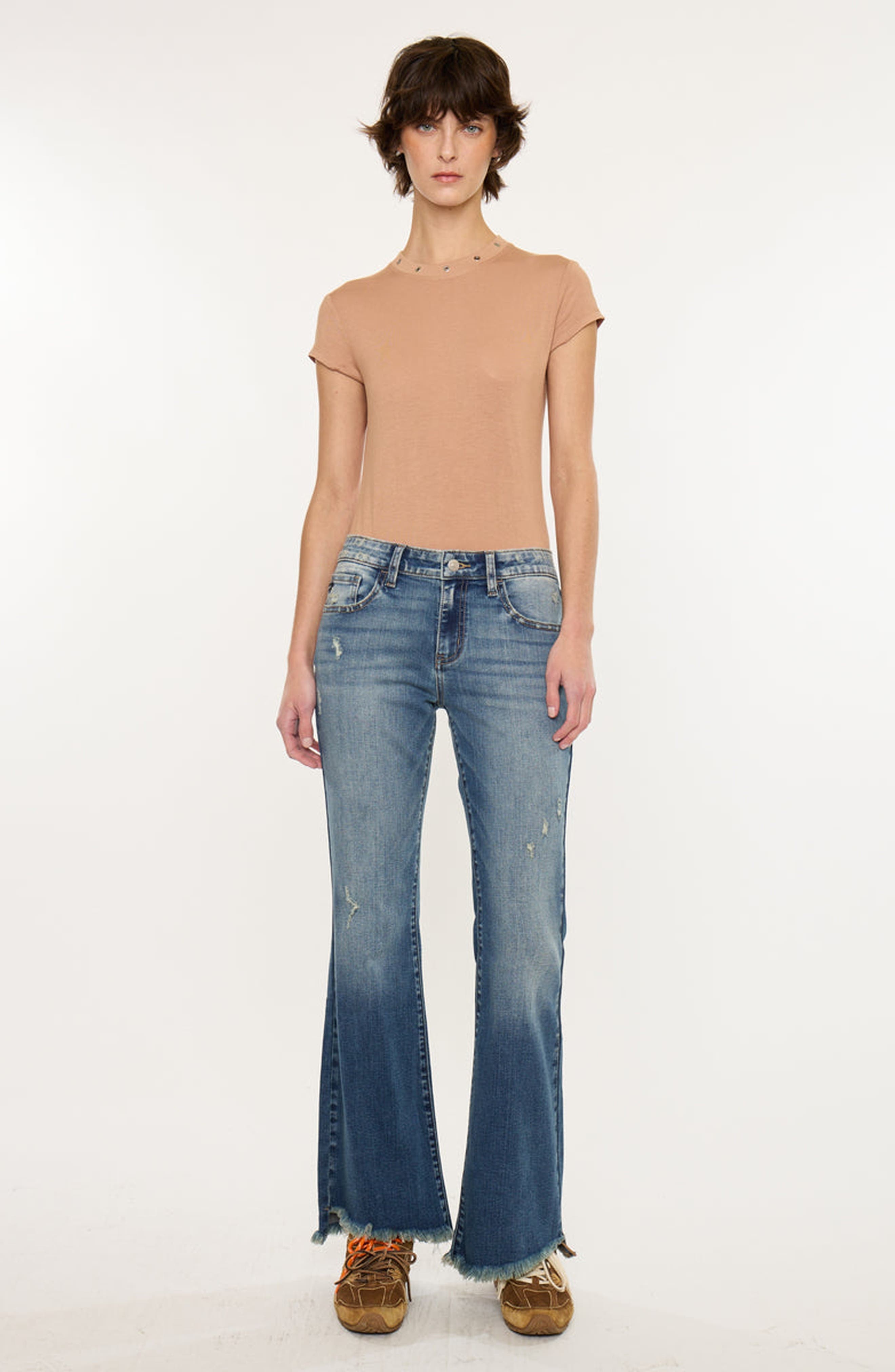 Daphe Essentials Low Rise Ankle Flare Jeans