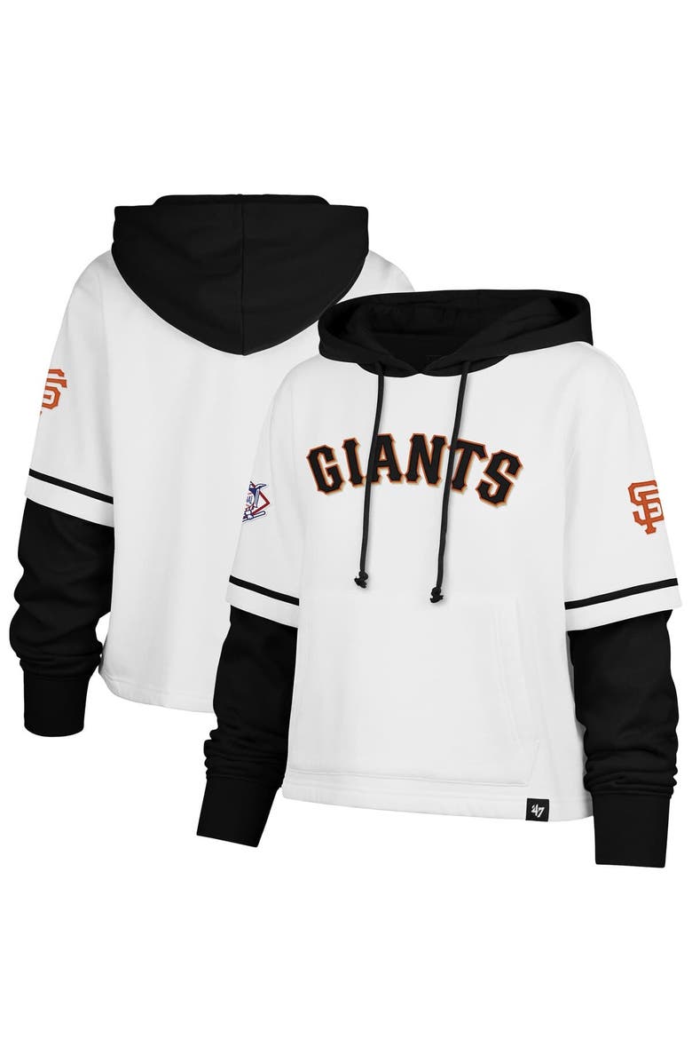 '47 Women's '47 White San Francisco Giants Trifecta Shortstop Cropped Pullover Hoodie, Main, color, 