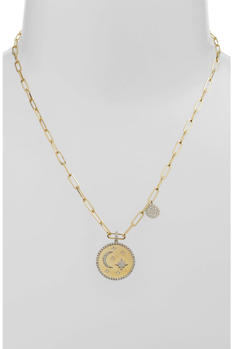 Pavé Diamond Coin Pendant Necklace, Alternate, color, YELLOW GOLD