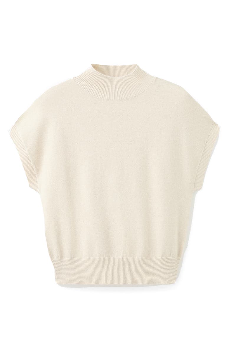 MANGO Metallic Mock Neck Short Sleeve Sweater, Alternate, color, Gold