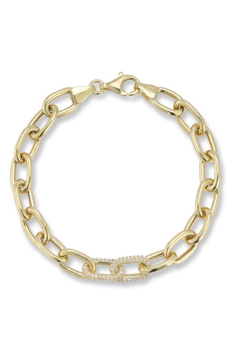CZ Pavé Open Link Chain Bracelet