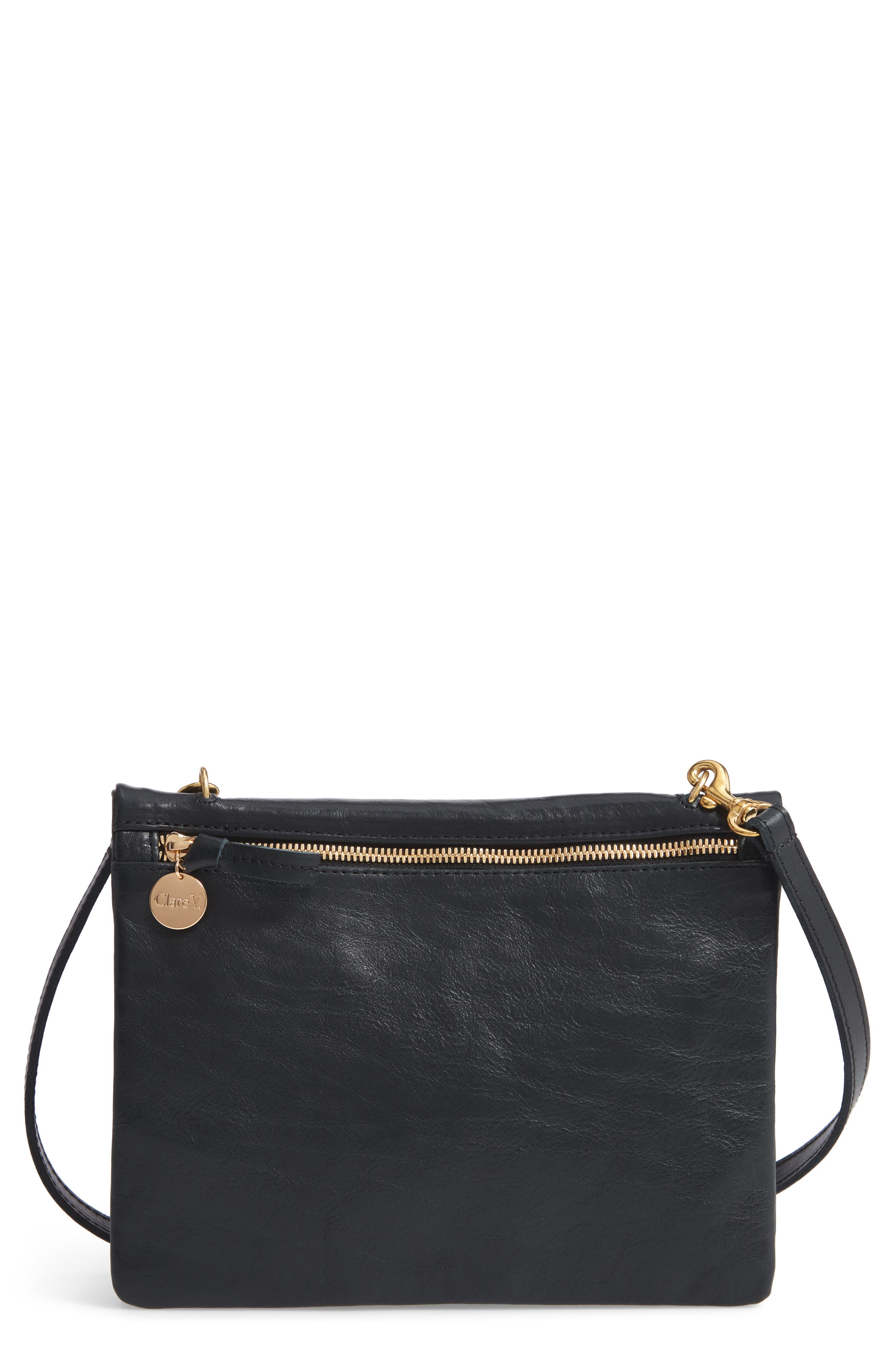 Clare V. Jumelle Leather Crossbody Bag, Main, color, 