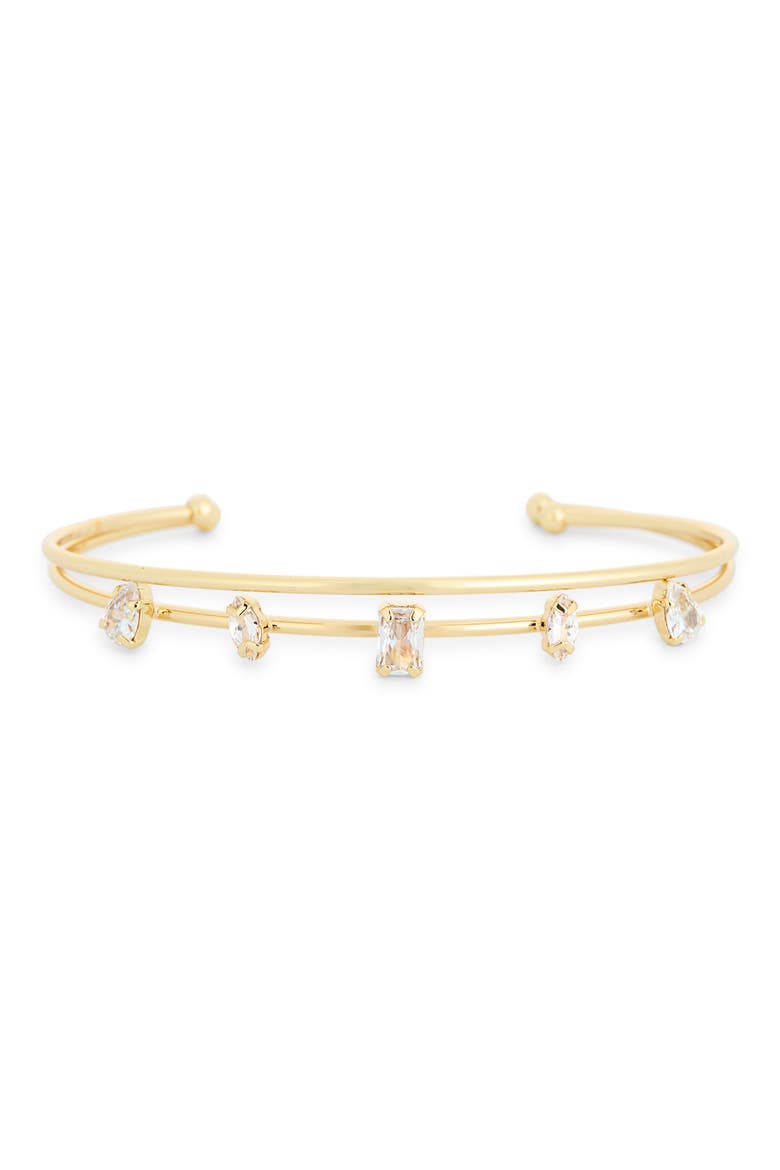 Assorted CZ Double Bar Cuff, Main, color, CLEAR- GOLD