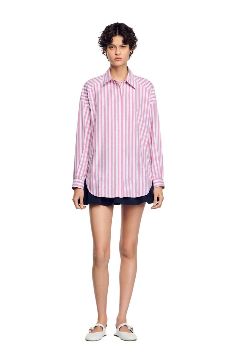 SANDRO Striped rhinestone shirt, Main, color, 