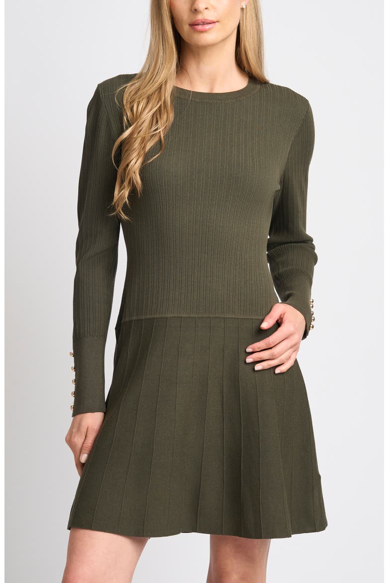 Karla Button Cuff Minidress, Alternate, color, MIDNIGHT OLIVE