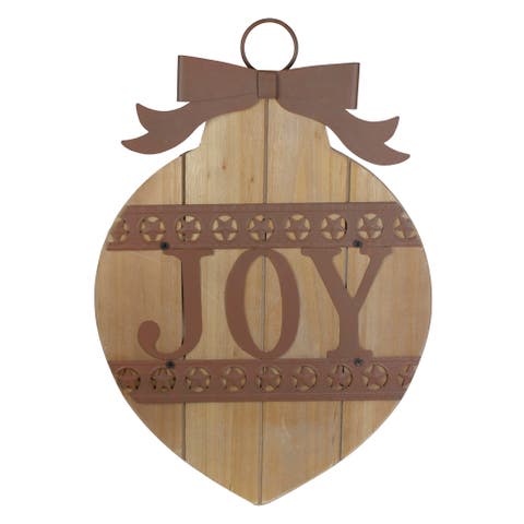 Rustic JOY Christmas Ornament Wall Sign - 17.25"