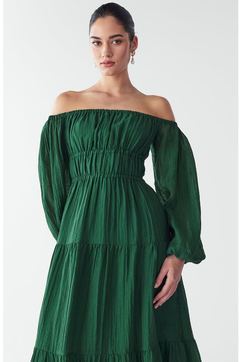 Burnese Midi Dress, Alternate, color, Emerald