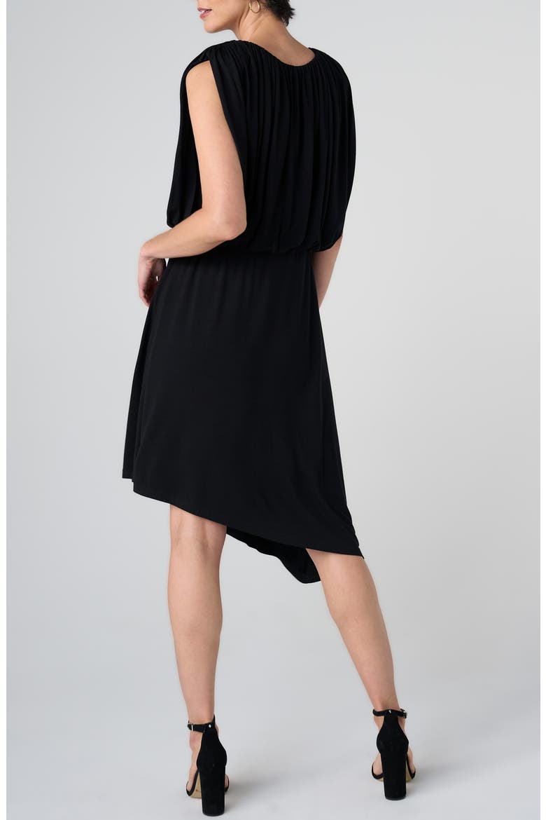 Asymmetrical Hem Sleeveless Knit Dress, Alternate, color, BLACK