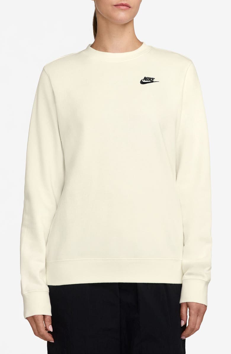 Nike Sportswear Club Fleece Crewneck Sweatshirt, Main, color, Sail/ Black