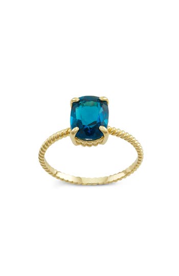 Shop Fuzion Creations London Blue Topaz Ring In Yellow