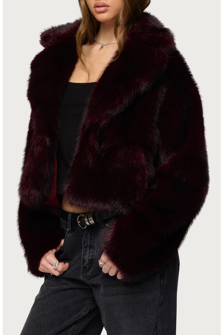 Kamilah Oversize Faux Fur Coat, Alternate, color, WINE