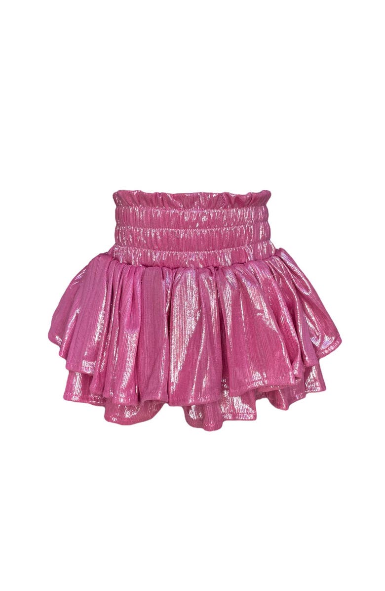 Lola + The Boys Metallic Skort, Main, color, Metallic Pink