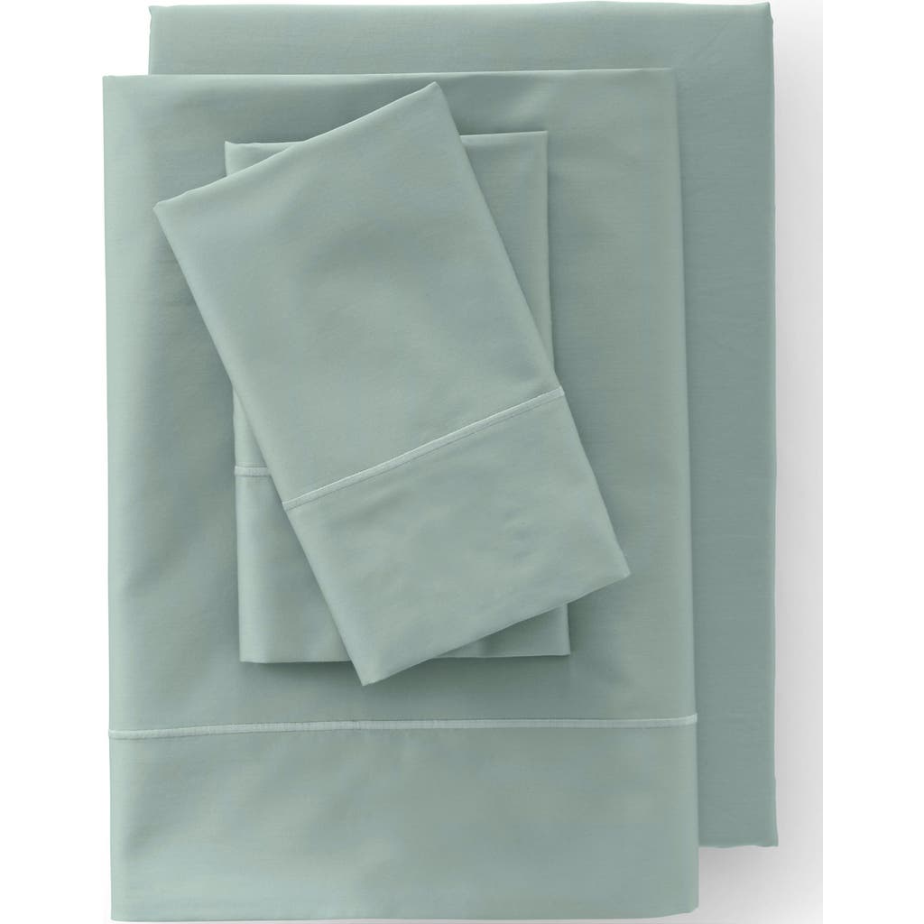 Lands' End 400 Thread Count Premium Supima Cotton No Iron Sateen Flat Bed Sheet In Desert Sage
