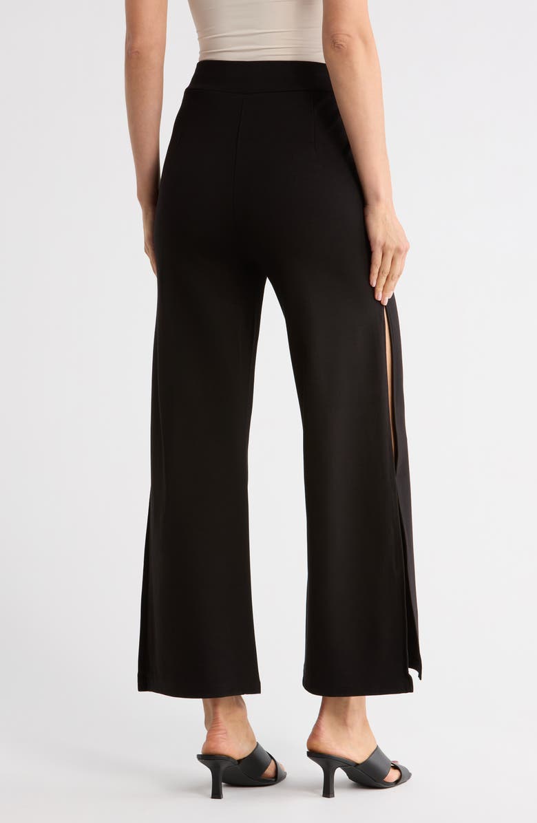 PATRIZIA LUCA Slit Wide Leg Pants, Alternate, color, Black