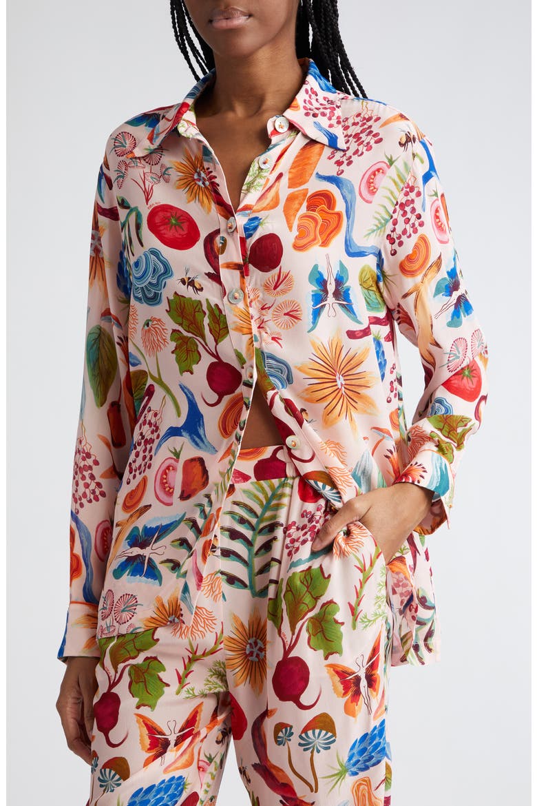 Bright Farm Pajama Button-Up Shirt, Alternate, color, BRIGHT FARM BEIGE