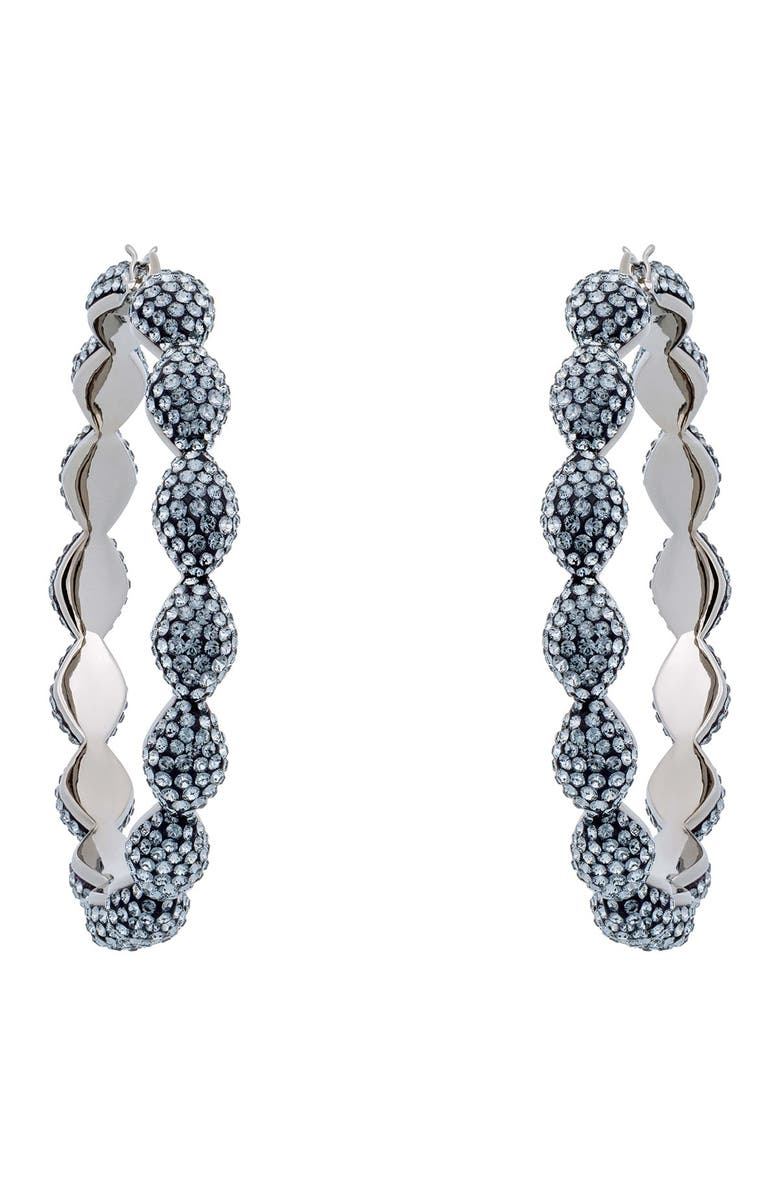Swarovski Moselle Ruthenium-Plated Swarovski Crystal Hoop Earrings, Alternate, color, 