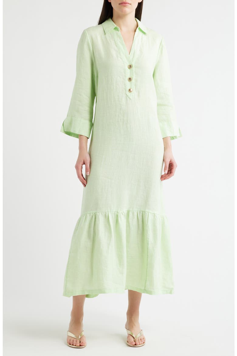 Alora Ruffle Hem Linen Maxi Dress, Main, color, PISTACHIO MACARON X RESORT