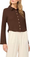 Halogen® Flare Sleeve Knit Button-Up Shirt