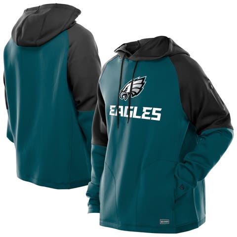 Men
s New Era  Midnight Green Philadelphia Eagles Combine Authentic Color Block Raglan Pullover Hoodie