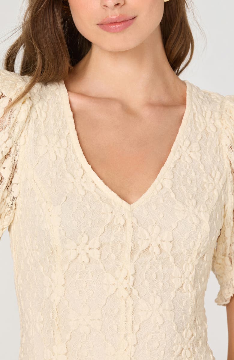 ASTR the Label Puff Sleeve Lace Knit Dress, Alternate, color, Cream