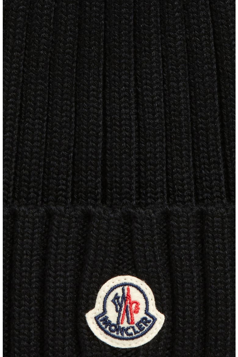 Logo Patch Cuff Virgin Wool Rib Beanie, Alternate, color, BLACK