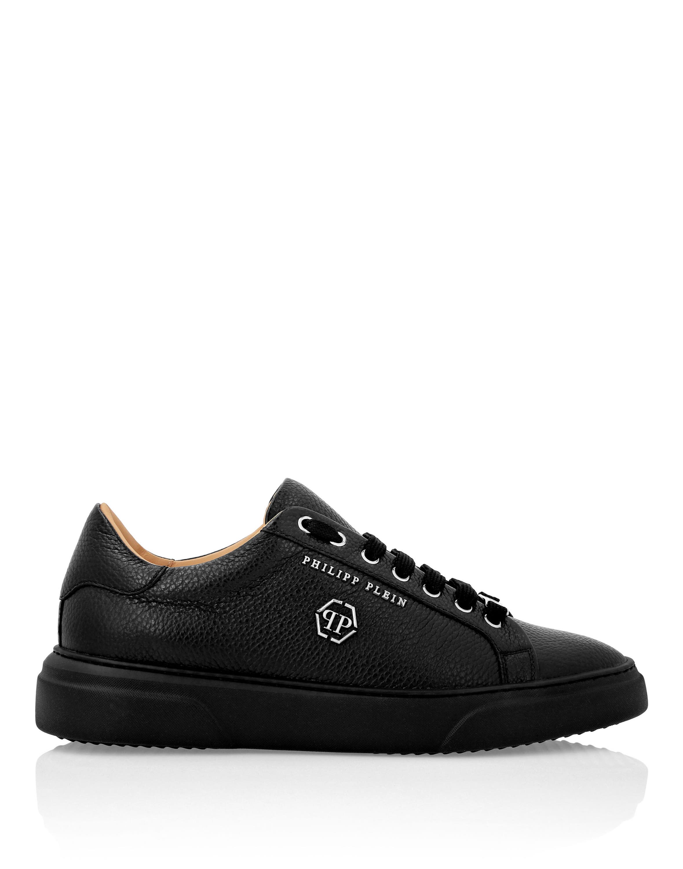 Leather Lo-Top Sneakers Hexagon Comfort Unisex, Alternate, color, black/black