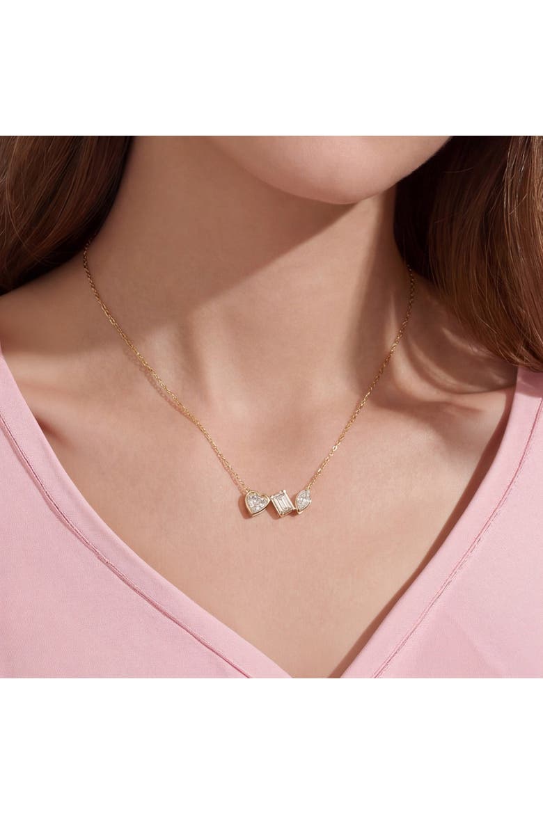 Lab Grown Diamond Fancy Mix Bezel Necklace, Alternate, color, 14K Yellow Gold