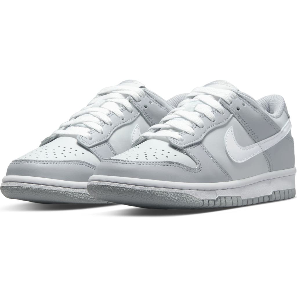 Nike Kids' Dunk Low Basketball Sneaker In Platinum/white/wolf Grey