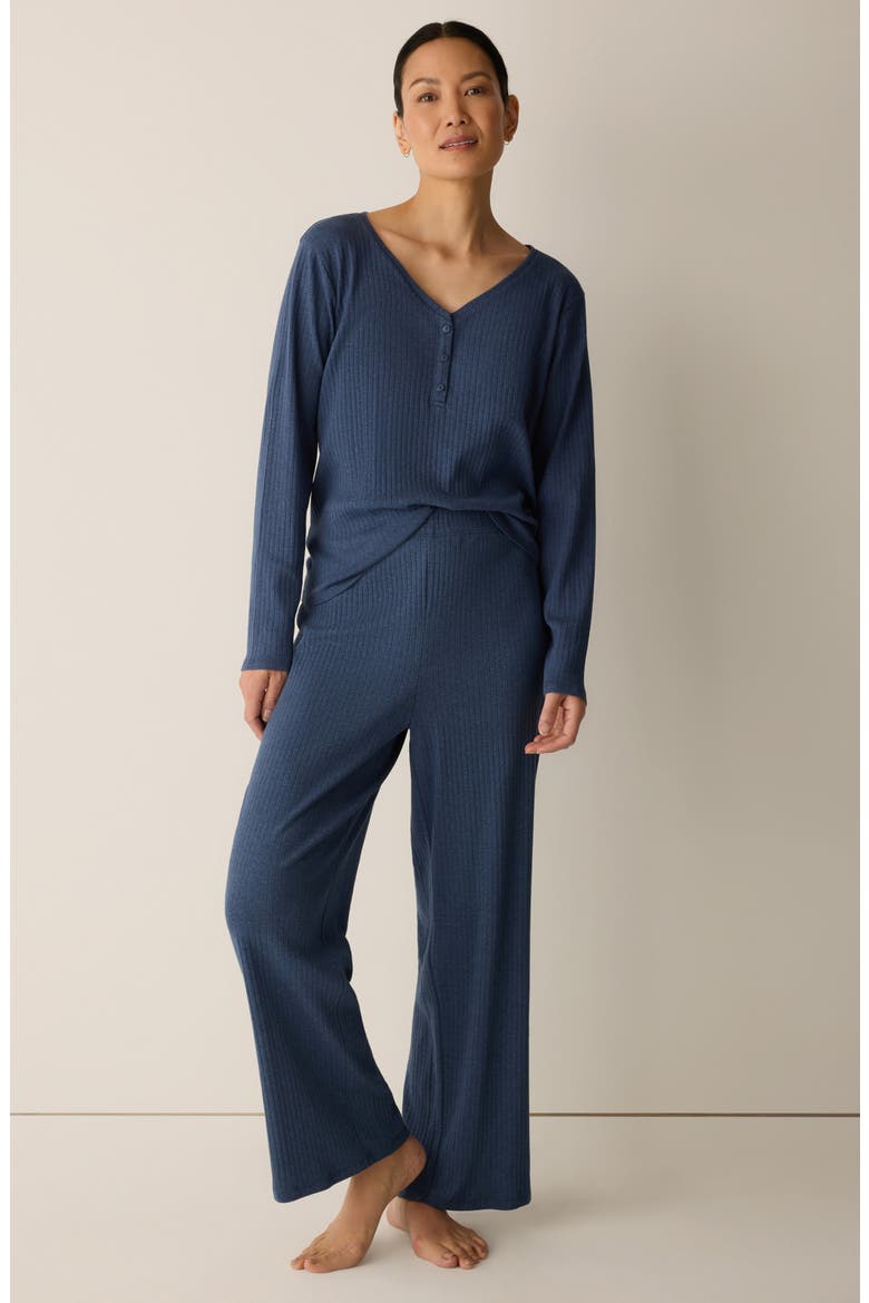 Straight Ankle Ribbed Organic Cotton Pants, Alternate, color, BLUEBERRY