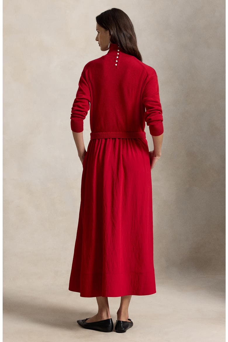 Mixed Media Maxi Dress, Alternate, color, RED