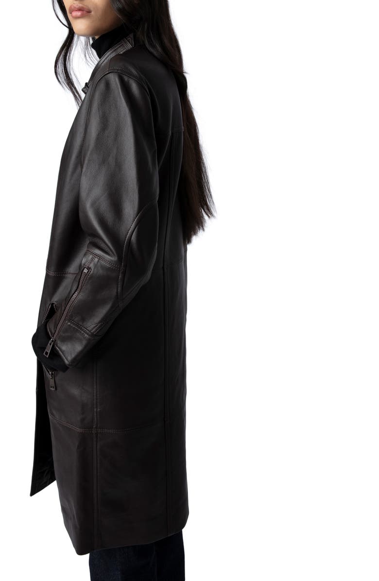 Zadig & Voltaire Mira Leather Coat, Alternate, color, 