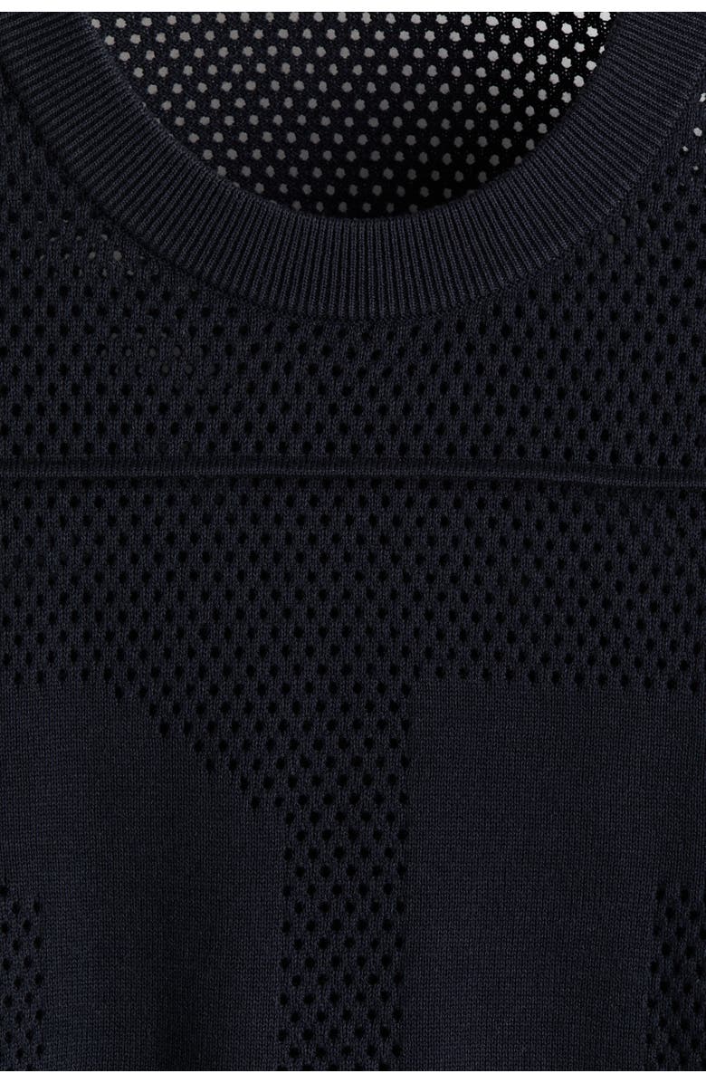 H&M Relaxed Fit Boxy Hole-knit T-shirt, Alternate, color, Navy Blue