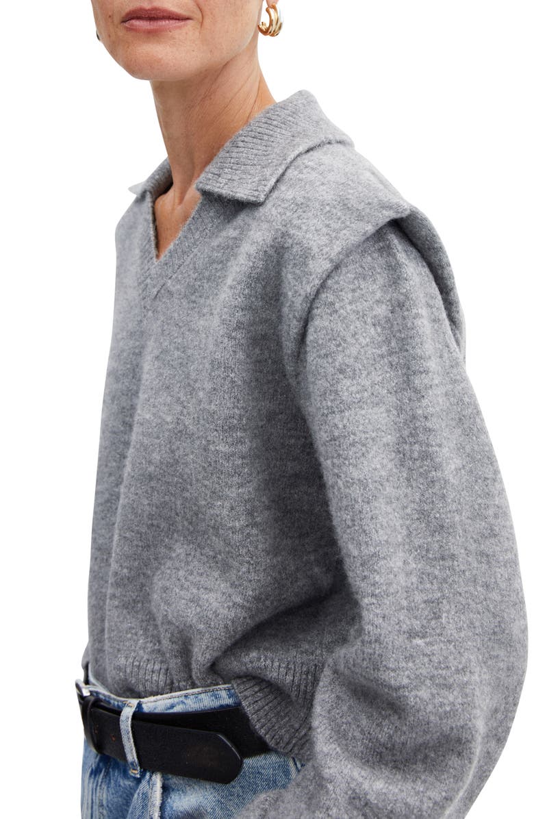 MANGO Padded Shoulder Polo Sweater, Alternate, color,