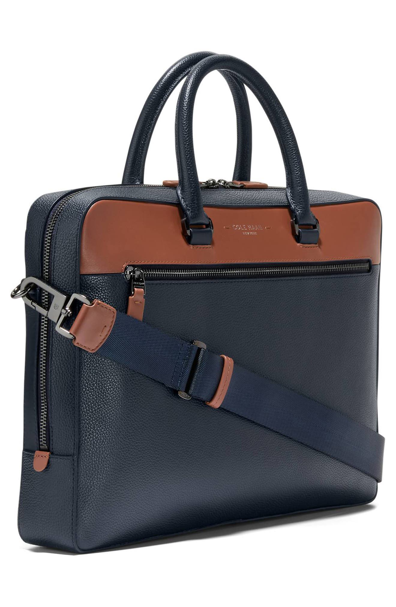 Cole Haan Damon Briefcase, Alternate, color, Navy Blazer/ New British Tan