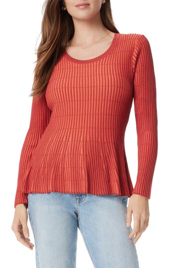 Sam Edelman Gia Crewneck Peplum Knit Top In Red
